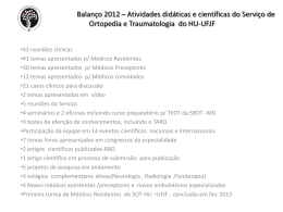 Balanço 2012 * Atividades didáticas e científicas do Serviço de