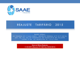 Reajuste Tarifário 2015 - SAAE