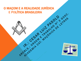 O Maçom e a Realidade Jurídica e Política Brasileira