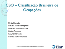 CBO – Classificação Brasileira de Ocupações[1]