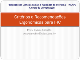 Critérios e Recomendações Ergonômicas para IHC