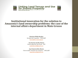 Institutional innovation for the solution to Amazonia*s