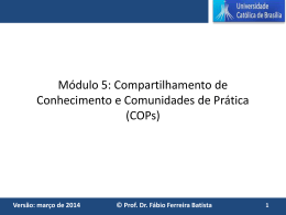 COMUNIDADES DE PRÁTICA (coPs)