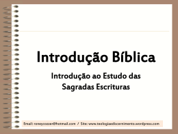 Introdução Bíblica – Prof. Roney Ricardo
