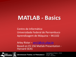 Matlab Basics - Centro de Informática da UFPE