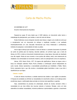 Carta de Machu Pichu - Encontro Internacional de Arquitetos - dezembro de 1977