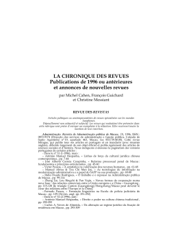 LA CHRONIQUE DES REVUES Publications de 1996