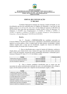EDITAL DE CONVOCAÇÃO Nº 001/2015