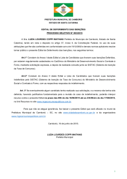edital de deferimento das isenções processo seletivo n° 003/2015