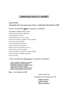 Resultados do Curso para novos Juizes / Guimarães Dezembro de