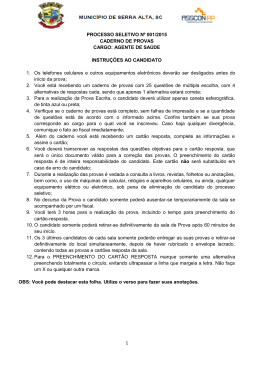 1 PROCESSO SELETIVO Nº 001/2015 CADERNO DE