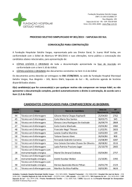 Candidatos convocados para contratação em 17.08.2015
