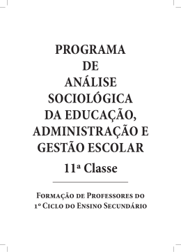 PROGRAMA DE AnálisE sOciOlóGicA DA EDucAçãO
