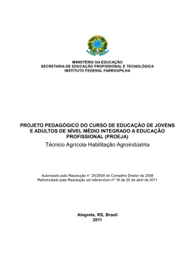 Técnico em Agroindústria PROEJA - Instituto Federal de Educação