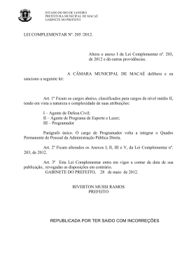 Lei Complementar 205/2012 - Prefeitura Municipal de Macaé