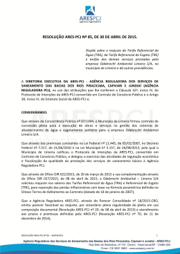 RESOLUÇÃO ARES-PCJ Nº 85, DE 30 DE ABRIL DE 2015.