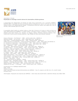 10/4/2012 17:55:00 Exposição na Asmego reunirá obras de