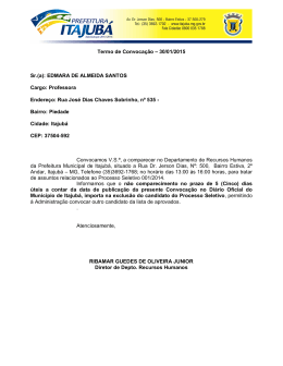 Termo de Convocação – 30/01/2015 Sr.(a): EDMARA DE ALMEIDA