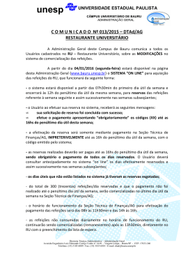 COMUNICADO DTAd/AG nº 013/2015 RU NOVO SISTEMA