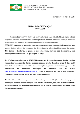 EDITAL DE CONVOCAÇÃO Nº 044/2015