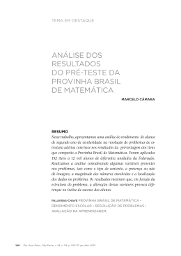 análise dos resultados do pré-teste da provinha brasil de matemática