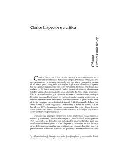 Clarice Lispector e a crítica - Hispanic Languages & Literatures