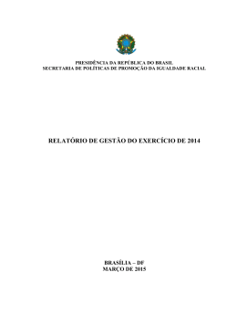 Relatório de Gestão 2014 - Secretaria de Políticas de Promoção da