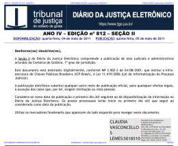 TJ-GO DIÁRIO DA JUSTIÇA ELETRÔNICO - EDIÇÃO 812