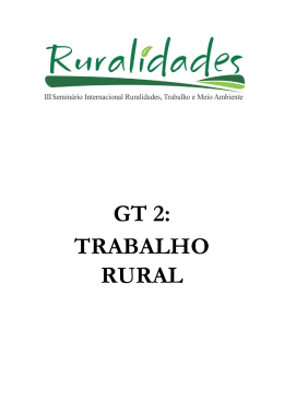 GT 2: TRABALHO RURAL - Seminário Internacional Ruralidades