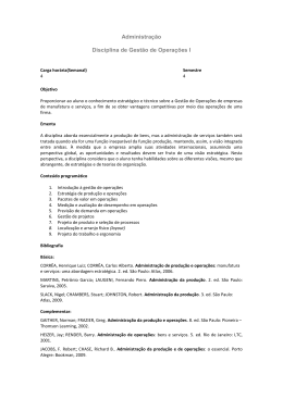 Administração Disciplina de Gestão de Operações I