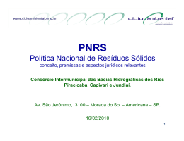 PNRS – Conceitos, Premissas e Aspectos Jurídicos Relevantes