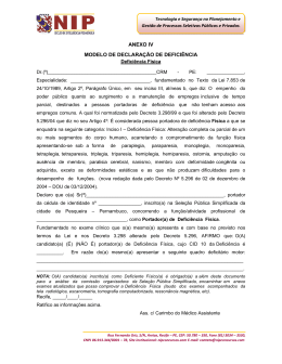 ANEXO IV MODELO DE DECLARAÇÃO DE DEFICIÊNCIA