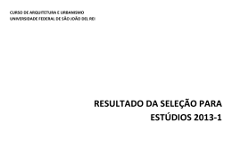 RESULTADO DA SELEÇÃO PARA ESTÚDIOS 2013-1