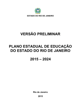 Plano Estadual de Educação do Estado do Rio de Janeiro