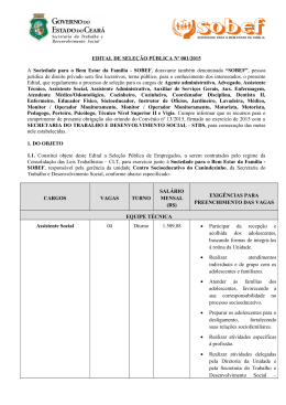 EDITAL DE SELEÇÃO PÚBLICA Nº 001/2015 A - STDS