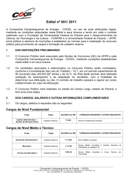 Edital nº 001/ 2011 - NC- UFPR - Universidade Federal do Paraná