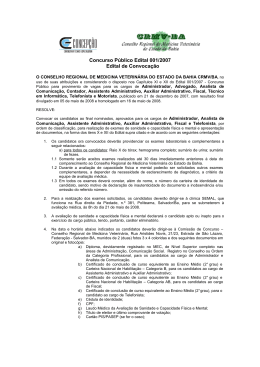 Concurso Público Edital 001/2007 Edital de Convocação - CRMV