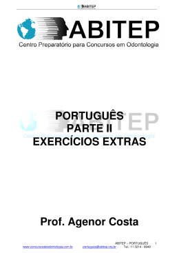 PORTUGUÊS PARTE II EXERCÍCIOS EXTRAS Prof. Agenor Costa