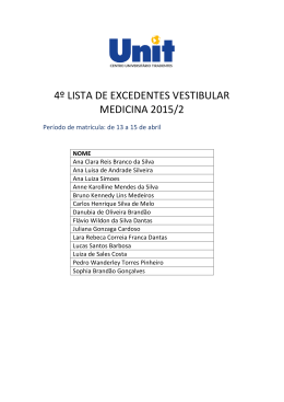 4º LISTA DE EXCEDENTES VESTIBULAR MEDICINA 2015/2