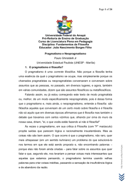Pragmatismo e Neopragmatismo - Universidade Federal do Amapá