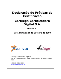 Declaração de Práticas de Certificação - DPC