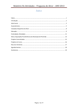 Relatório De Atividades – Freguesia de Alvor – ANO 2013