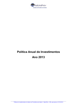 Política Anual de Investimentos Ano 2013