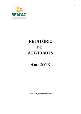 RELATÓRIO DE ATIVIDADES Ano 2013