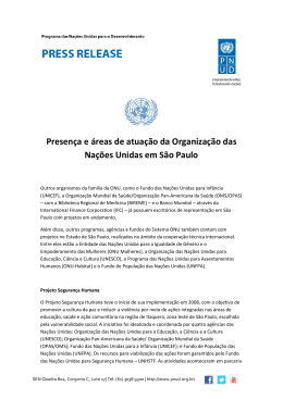 Presença e áreas de atuação do Sistema ONU em São Paulo