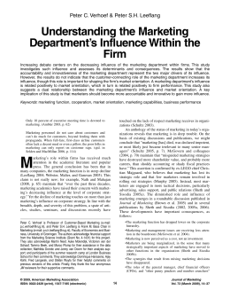 Understanding the Marketing Department`s Influence Within the Firm
