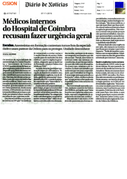 Médicos internos do Hospital de Coimbra recusam fazer urgência