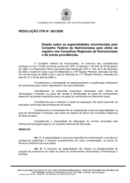RESOLUÇÃO CFN nº 383/2006 - Conselho Federal de Nutricionistas