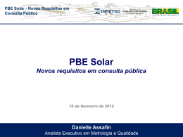 PBE Solar - Novos Requisitos em Consulta Pública