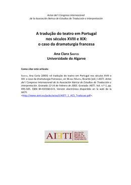 A tradução do teatro em Portugal nos séculos XVIII e XIX: o